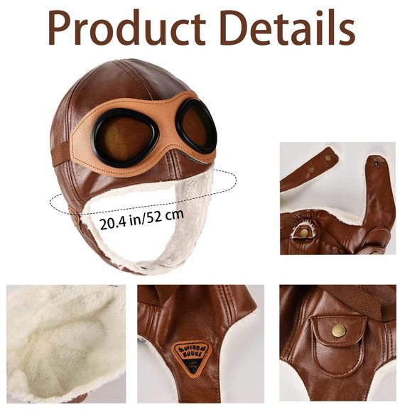 Aviator Hat With Goggles Ear Flaps Fighter Pilot Costume Accessoriess Goggles😀 - Picture 2 of 5